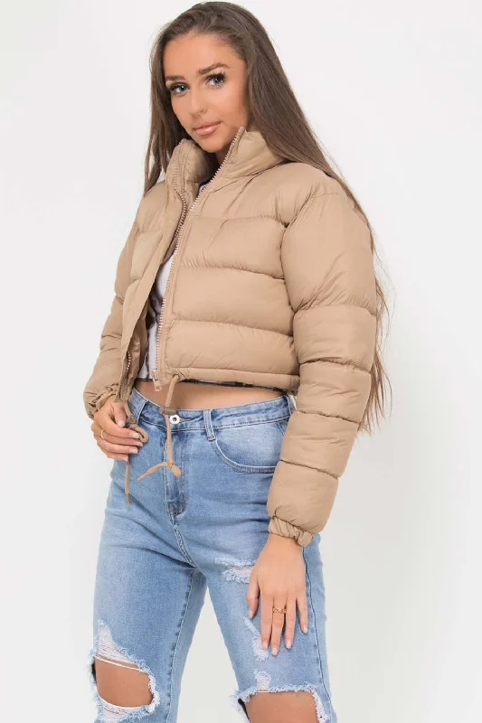 Daily Deals Cropped Padded Puffer Jacket Stone