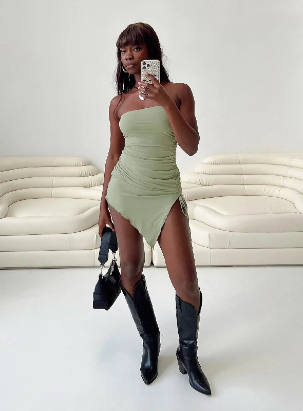 Now or Never Caprani Mini Dress Sage