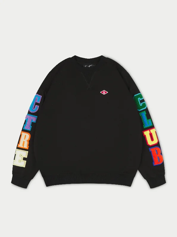 Lowest Price MULTIBADGED CHENILLE RELAXED SWEATSHIRT - BLACK