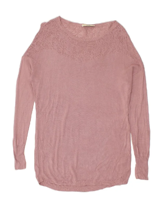 OASIS Womens Boat Neck Jumper Sweater UK 10 Small Pink Viscose