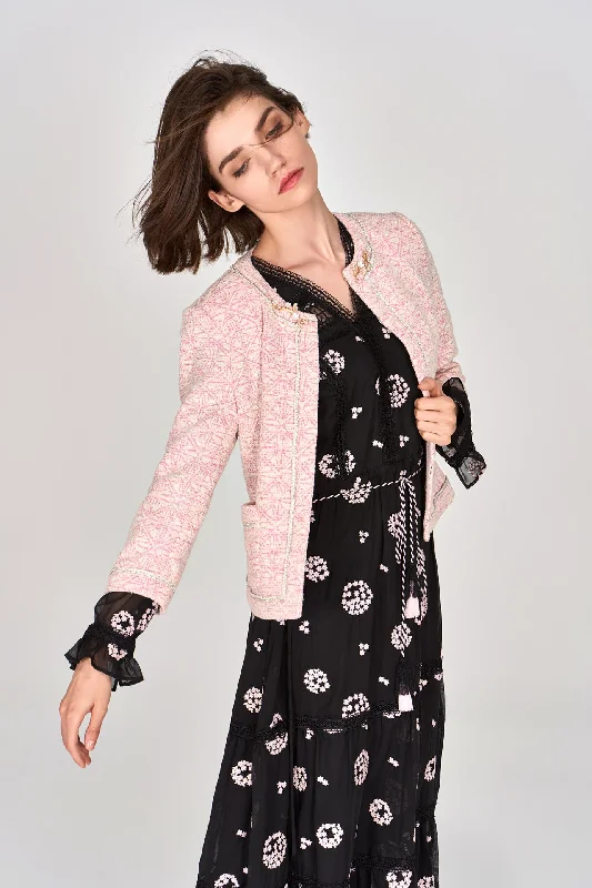 Super Deal Digitized Pink Tweed Jacket