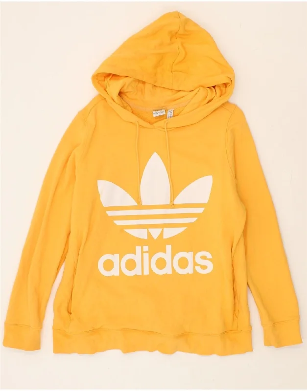 Quick Sale ADIDAS Womens Graphic Hoodie Jumper UK 20 2XL Yellow Cotton