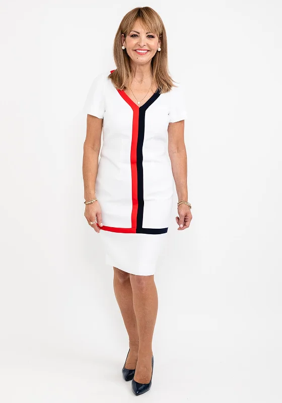 Overstock Badoo Tunic Style Pencil Dress, White Multi