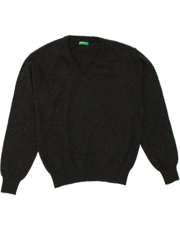 Limited Availability BENETTON Womens V-Neck Jumper Sweater UK 16 Large Grey