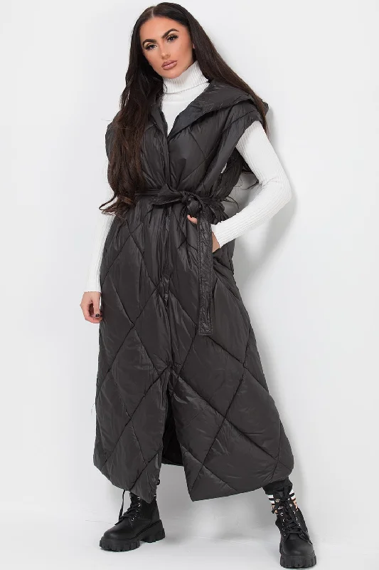 Clearance Event Black Puffer Quilted Gilet With Hood