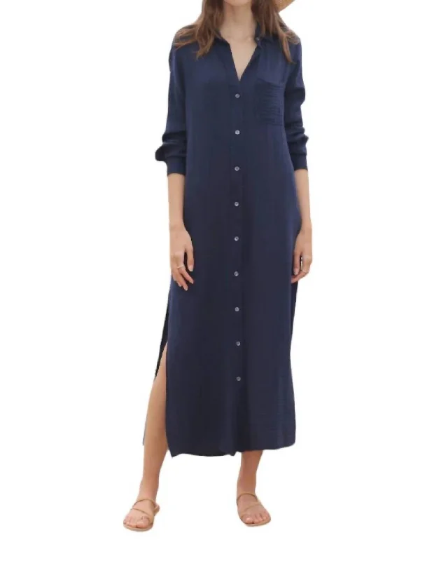 Gauze Boyfriend Dress In Navy