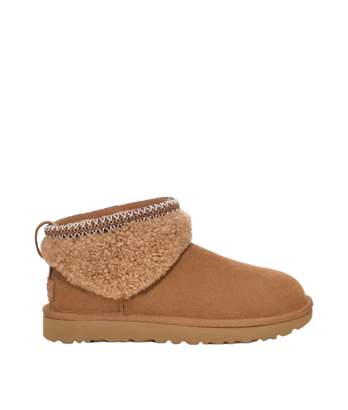 Deal Dash Women's Classic Ultra Mini Maxi Curly Boot - Brown