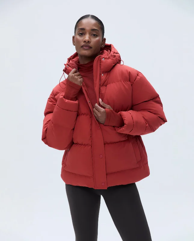 Year-End Clearance Hooded Puffer Jacket - Vintage Red