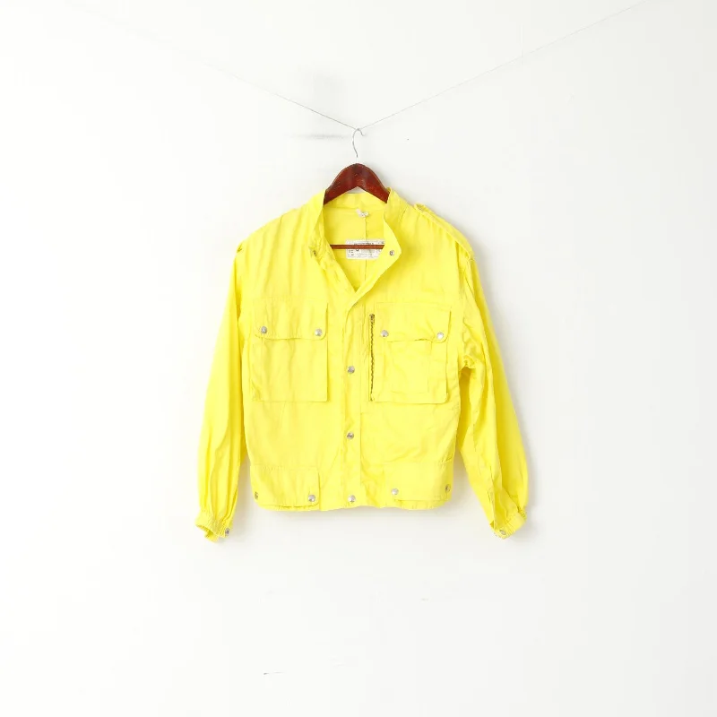 Blowout Sale Benetton Sportswear Women 44 M Jacket Yellow Cotton Snap Italy Sport Top