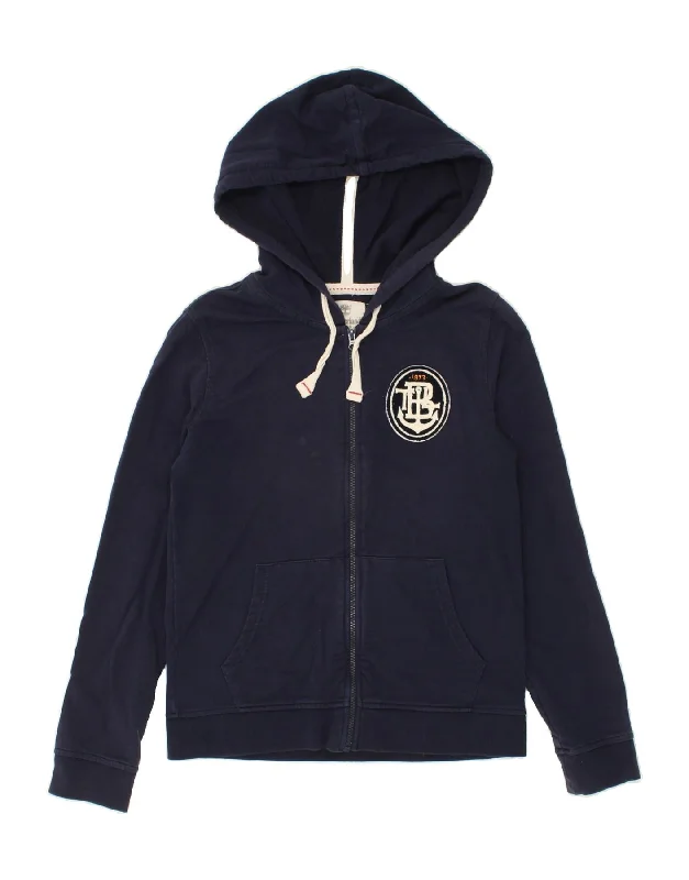 Huge Discounts TIMBERLAND Womens Zip Hoodie Sweater UK 14 Medium Navy Blue Cotton