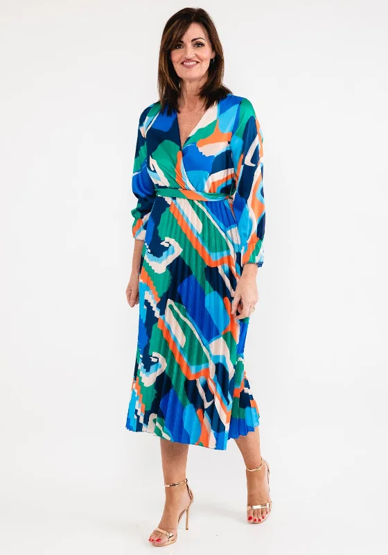Don’t Miss Out Seventy1 One Size Print Pleat Maxi Dress, Royal Blue Multi