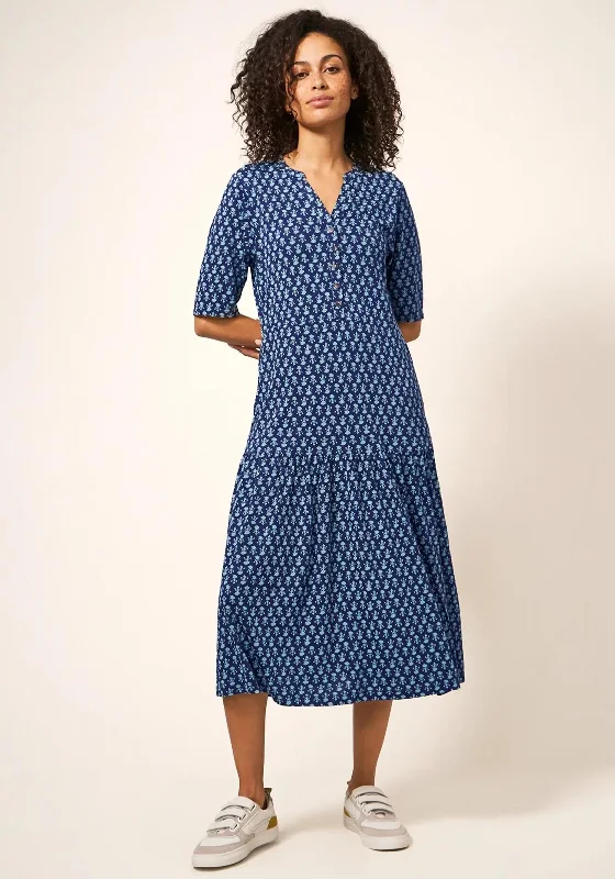 White Stuff Sabina Print Jersey Dress, Navy & Blue