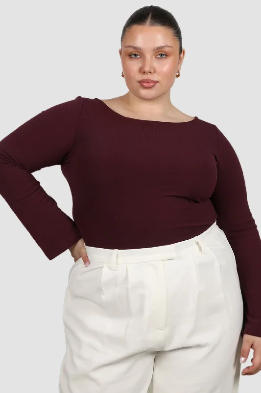 One-DAY Sale DAKOTA RIBBED TOP WINE