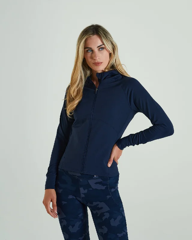 Price Rollback Candid Hood Zipper Blue Navy