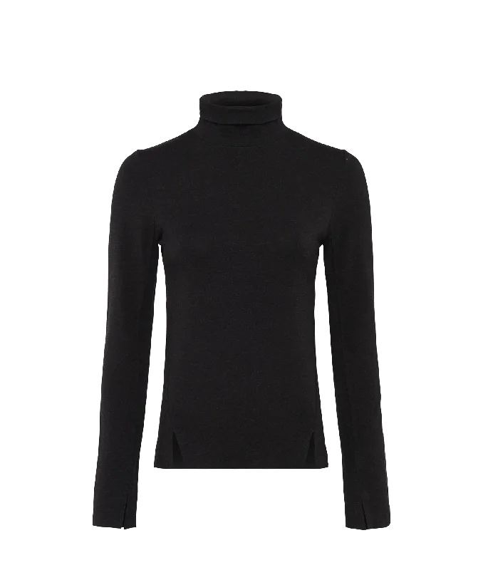 Don't Wait Venitia Jersey Split Cuff Top - Black