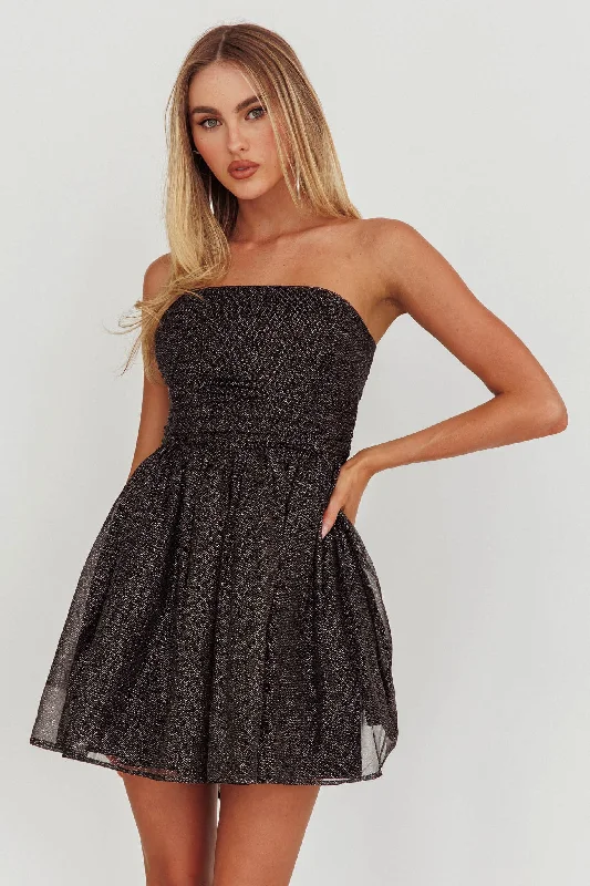 Markdowns Guilty Pleasure Strapless Glitter Mini Dress Black