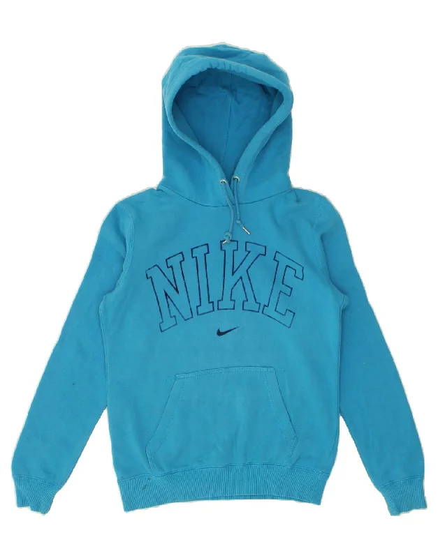 Flash Deals NIKE Womens Oversized Graphic Hoodie Jumper UK 10 Small Blue