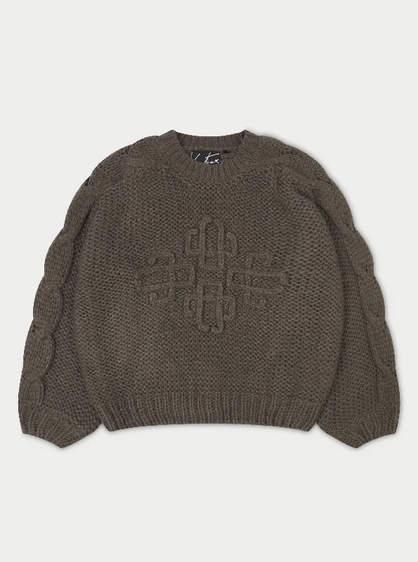 Don’t Miss Out EMBLEM OVERSIZED KNIT JUMPER - COCOA