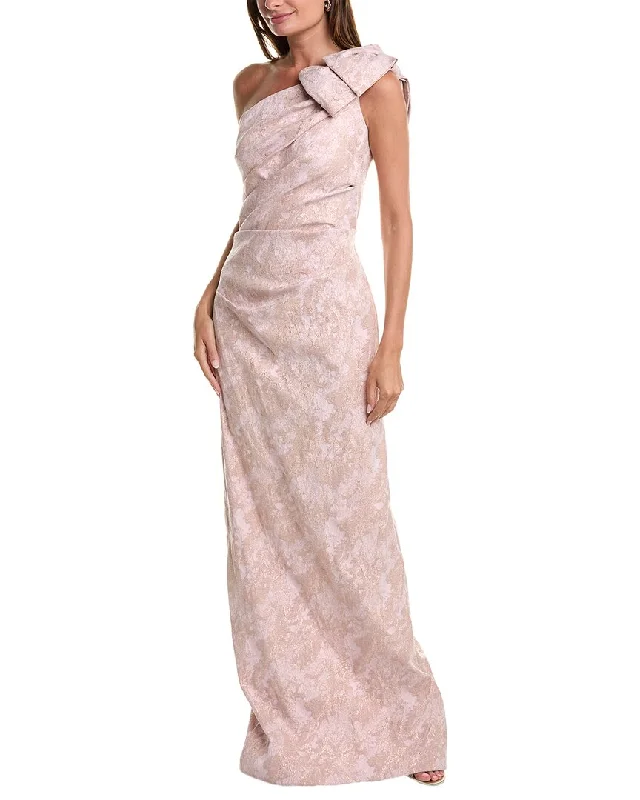 New Markdowns Teri Jon by Rickie Freeman Metallic Jacquard Gown
