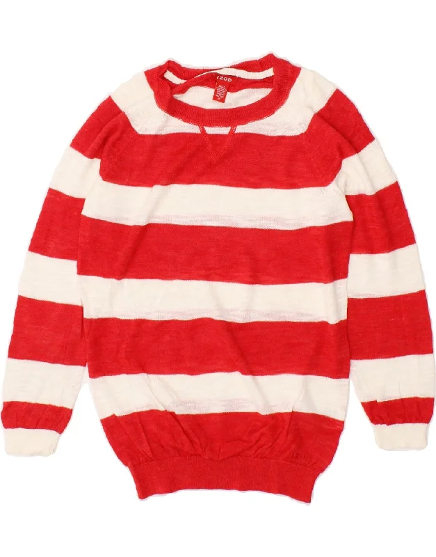 Exclusive Savings IZOD Womens Boat Neck Jumper Sweater UK 6 XS Red Striped Ramie