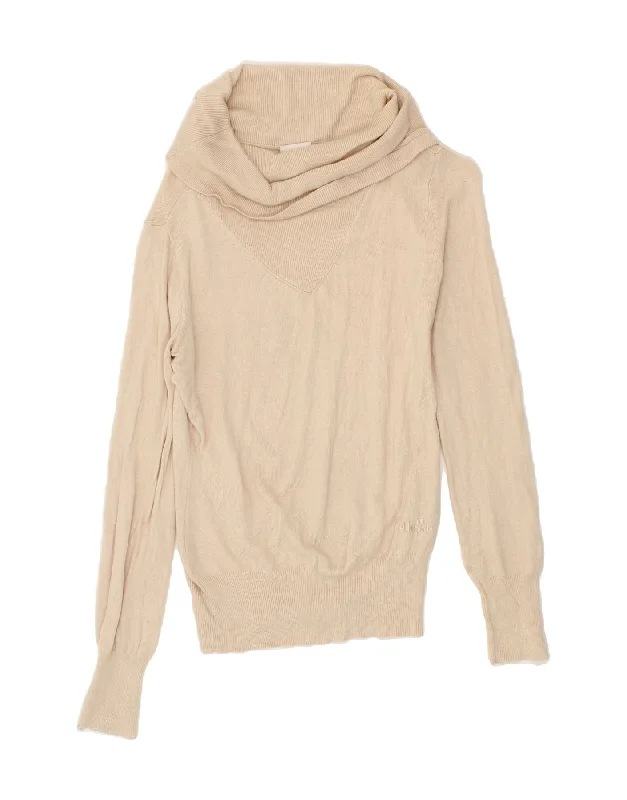 Get It Before It’s Gone ELLESSE Womens Roll Neck Jumper Sweater UK 8 Small Beige Modal