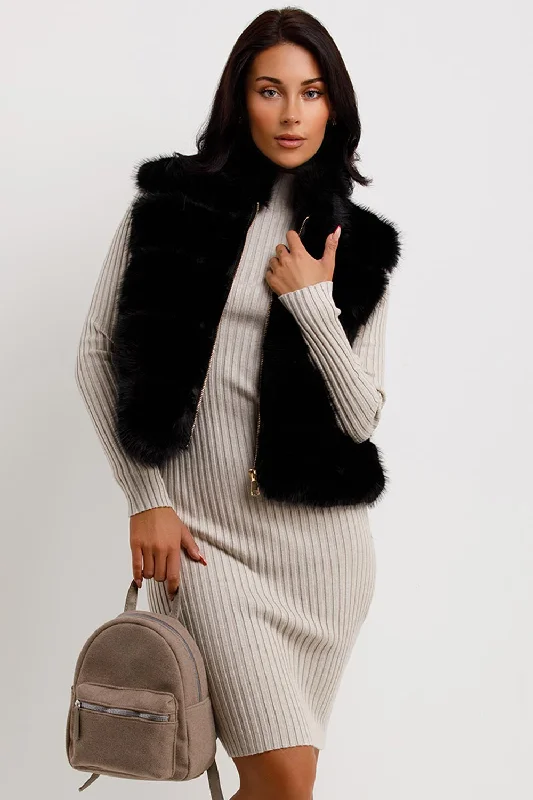 Best Bargains Faux Fur Gilet Black