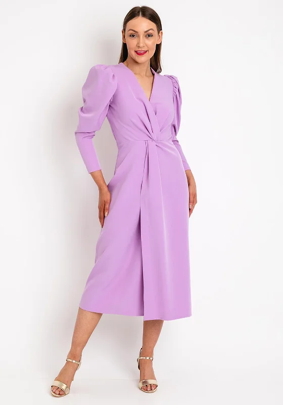 Cayro Monaco Puff Sleeve Midi Dress, Lilac