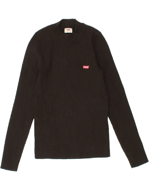 Exclusive Access LEVI'S Womens Turtle Neck Jumper Sweater UK 8 Small Black Acrylic