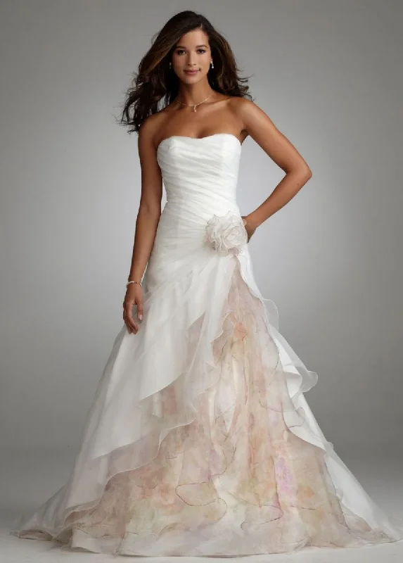 YEAR-End Sale David's Bridal Strapless Organza Floral Dress