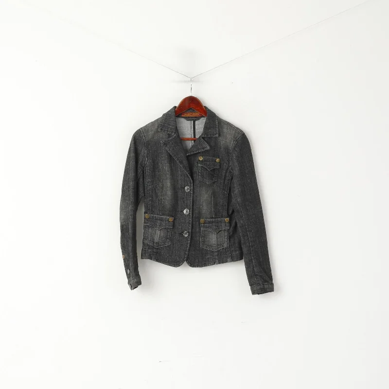 Buy Now Marc Aurel Women 36 S Denim Jacket Gray Cotton Jeans Single Breasted Blazer