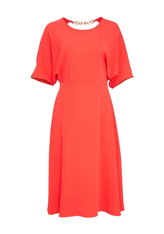 Kate Cooper Chain Back A Line Midi Dress, Coral