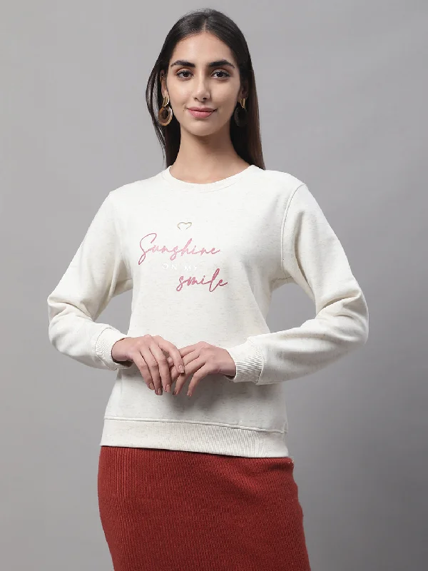 Can't Miss Women Ecru Melange Sweatshirt