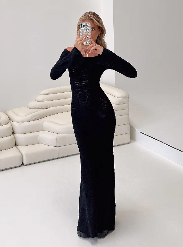 Price Cut Devyn Off The Shoulder Maxi Dress Black