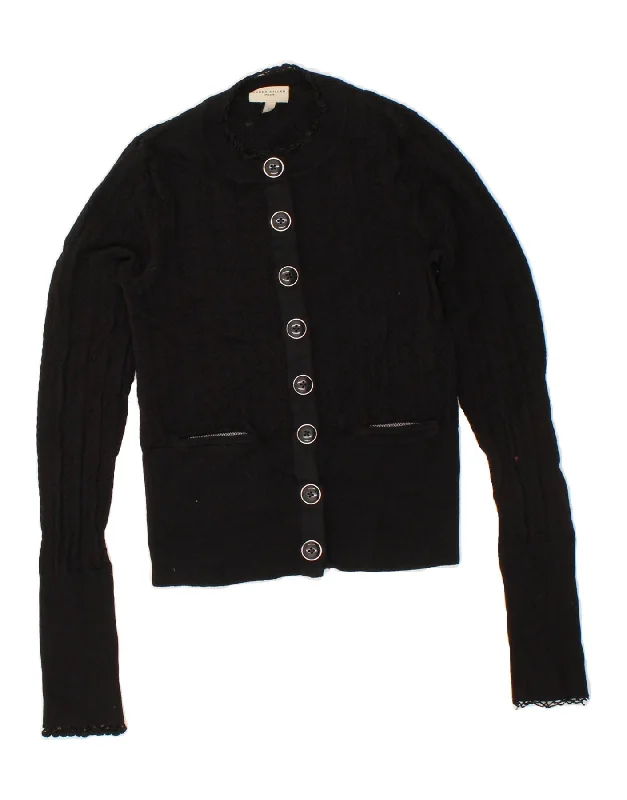 Limited Time KAREN MILLEN Womens Crop Cardigan Sweater US 1 XS Black Wool