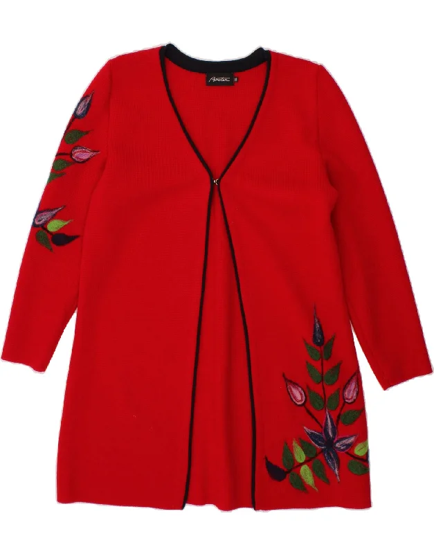 Price Cut VINTAGE Womens Longline Cardigan Sweater UK 18 XL Red Floral