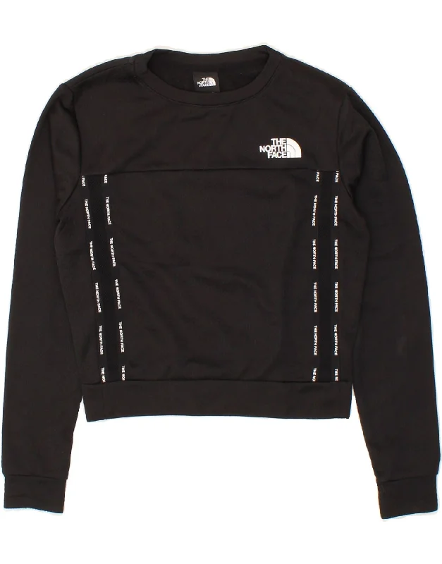 THE NORTH FACE Womens Crop Graphic Sweatshirt Jumper UK 6 XS Black