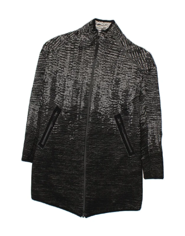 Midnight Madness ADIDAS Womens Longline Cardigan Sweater UK 10 Small Grey Striped