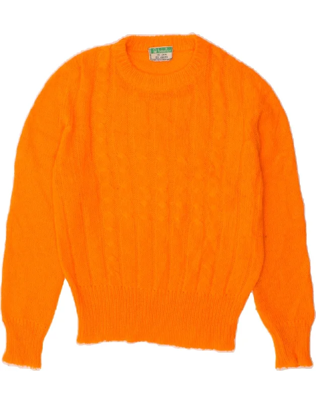 Exclusive Access BENETTON Womens Crew Neck Jumper Sweater UK 14 Medium Orange Wool