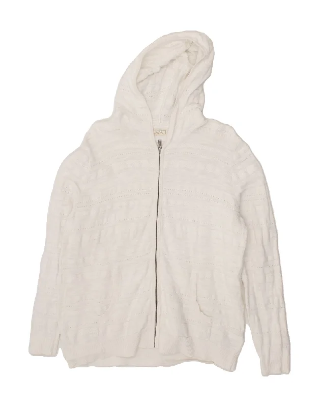 Massive Deals FAT FACE Womens Hooded Cardigan Sweater UK 18 XL  White Cotton