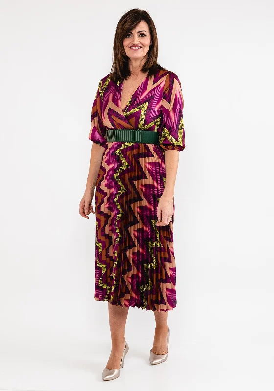 Overstock Sale Seventy1 One Size Print Pleat Maxi Dress, Wine Multi