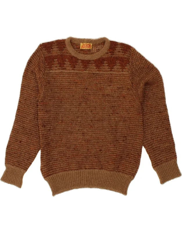 Discount Days VINTAGE Womens Crew Neck Jumper Sweater UK 12 Medium Brown Wool