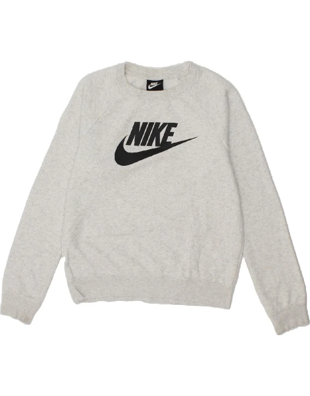 Exclusive Deal NIKE Womens Oversized Graphic Sweatshirt Jumper UK 6 XS Grey Cotton