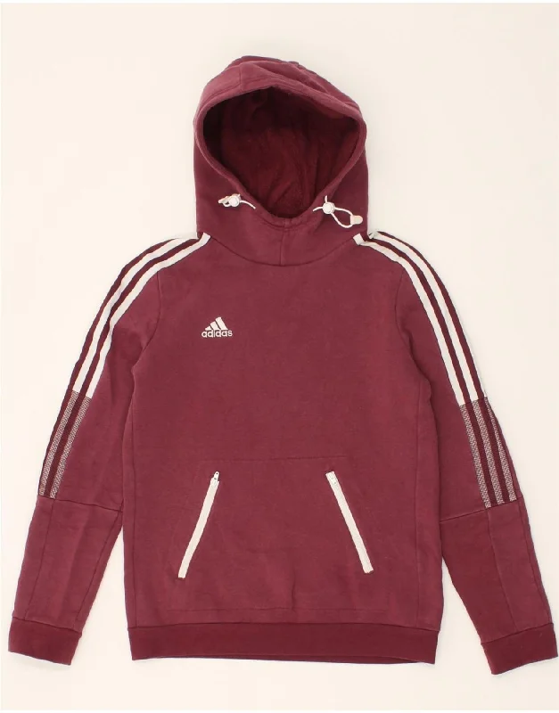 Online Exclusive ADIDAS Womens Hoodie Jumper UK 8/10 Small Maroon Cotton