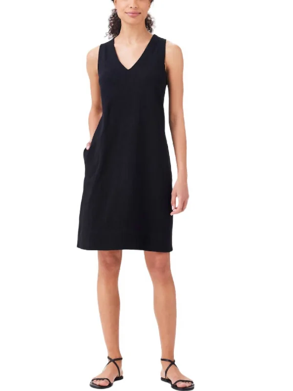 Nzt Sleeveless V-Neck Dress In Black Onyx