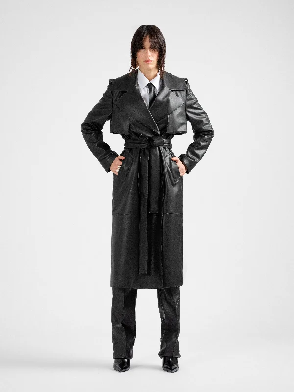 Big Discounts MANILA black vegan leather trench coat