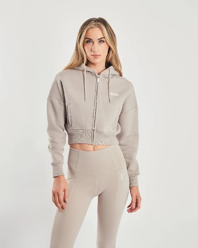 Final Sale Elena Zipper Hood Warm Stone