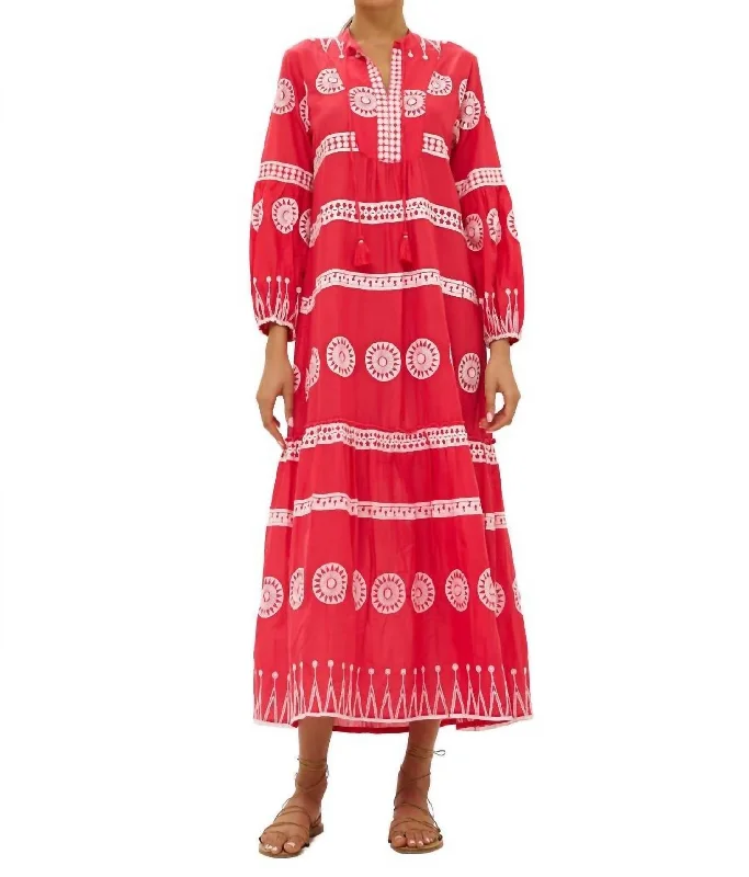Discount Days V Neck Maxi Dress In Soleil Red