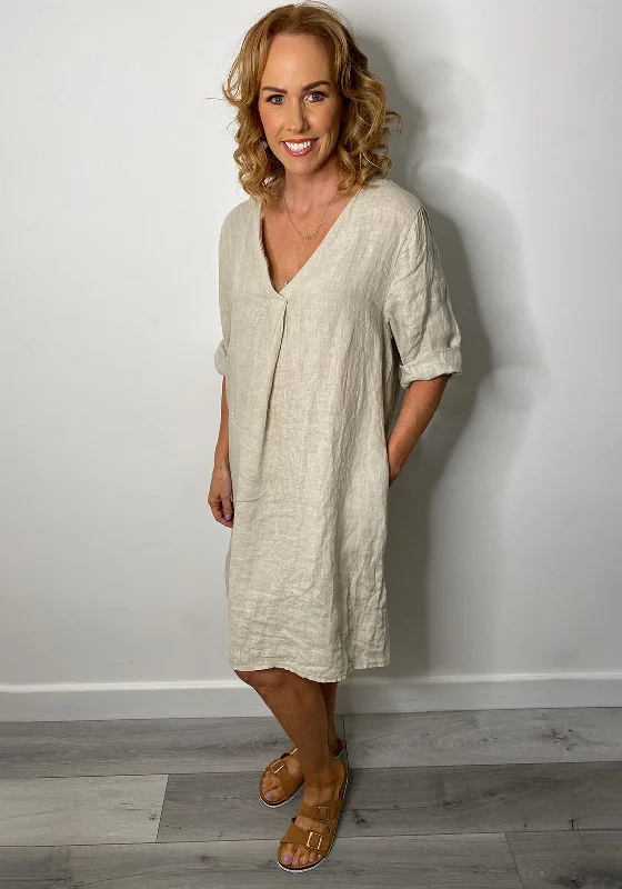 The Serafina Collection One Size Tunic Dress, Beige