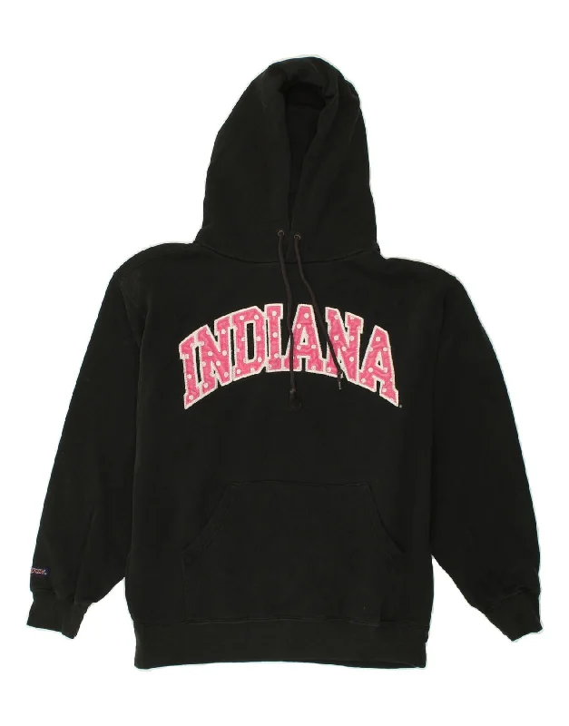 VINTAGE Womens Indiana Graphic Hoodie Jumper Medium Black Cotton