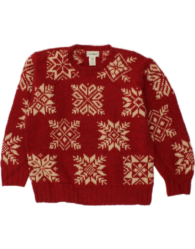 Seasonal Clearance L.L.BEAN Womens Oversized Crew Neck Jumper Sweater UK 10 Small Red
